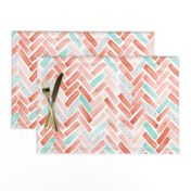 coral mint marble herringbone