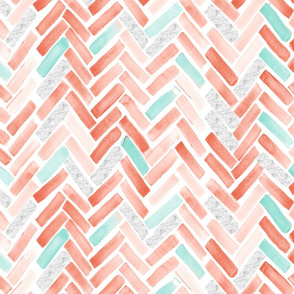 coral mint marble herringbone