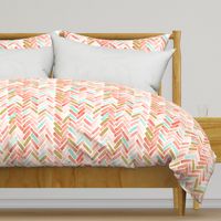 coral mint gold herringbone