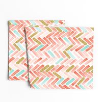 coral mint gold herringbone