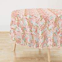 coral mint gold herringbone