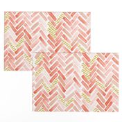 coral peach gold herringbone