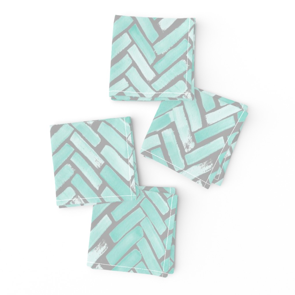 gray mint watercolor herringbone