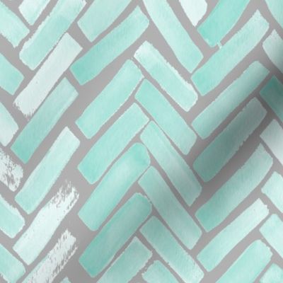 gray mint watercolor herringbone