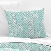 gray mint watercolor herringbone