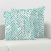 gray mint watercolor herringbone