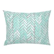 gray mint watercolor herringbone