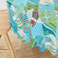 quilted woodland animals aqua multi