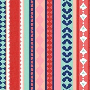 Vintage Christmas Stripe - Pomegranate