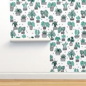 houseplants // green houseplants plant cactus hand drawn illustration 