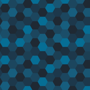 Hexagon Cheater Quilt (Deep Indigo)