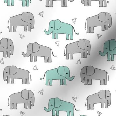 elephant // grey and mint kids nursery baby mint and grey baby print