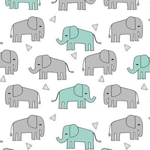 elephant // grey and mint kids nursery baby mint and grey baby print