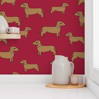 dachshund // doxie maroon dog cute pet dogs fabric