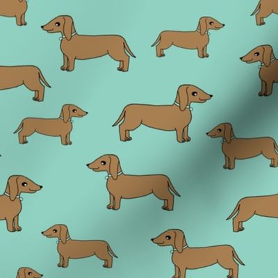 dachshund // dog mint cute dog pet dog sweet dog fabric pet 