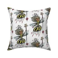 African American Queen Bee of Color, large scale, white black yellow red