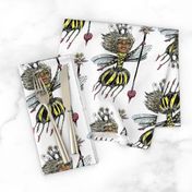 African American Queen Bee of Color, large scale, white black yellow red