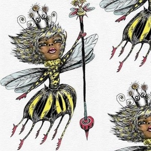 African American Queen Bee of Color, large scale, white black yellow red