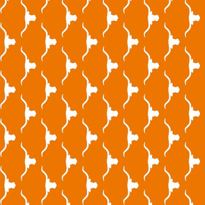 Longhorn silhouette white on orange - horizontal