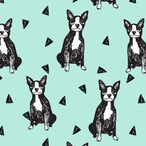 boston terrier // light mint dogs dog sketch cute dogs pet dogs dog breed fabric