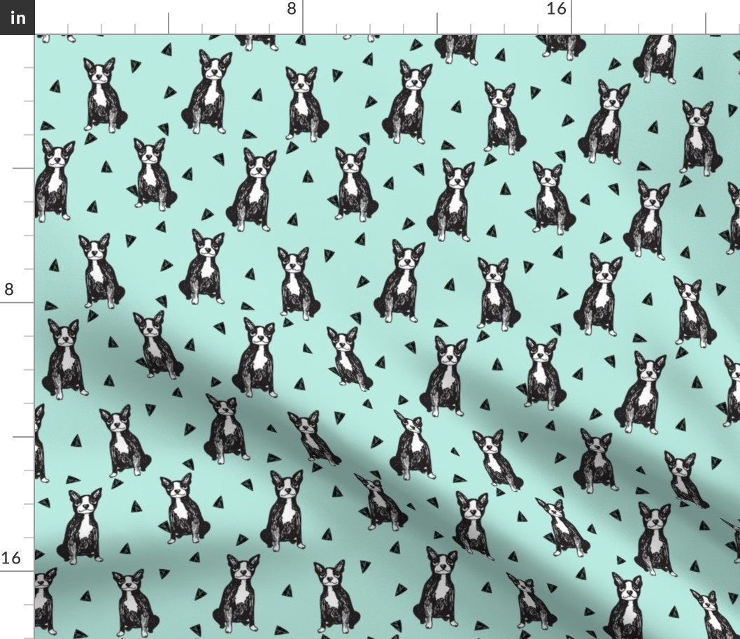 boston terrier // light mint dogs dog sketch cute dogs pet dogs dog breed fabric