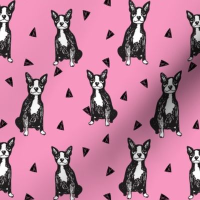 boston terrier // boston terriers pink girls sweet pet dog dog breed fabric