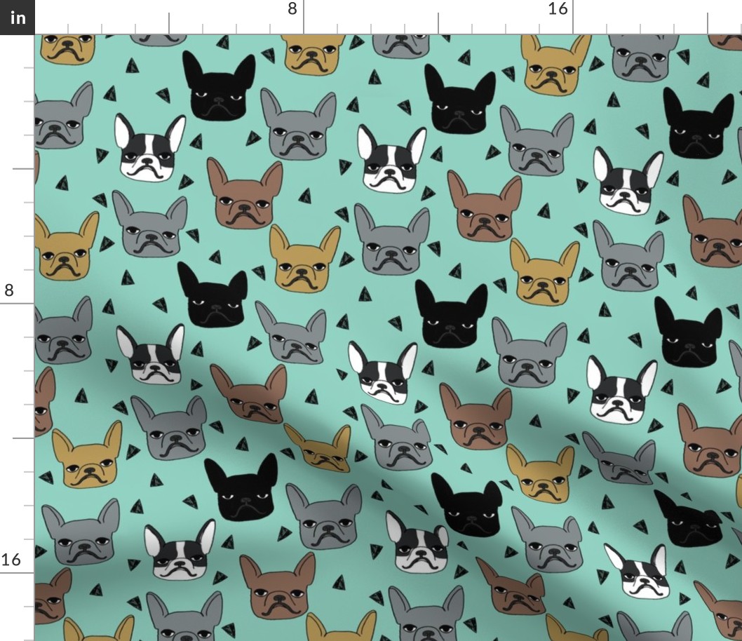 frenchie // mint french bulldog dog dog breed fabric cute dog pet dogs fabric