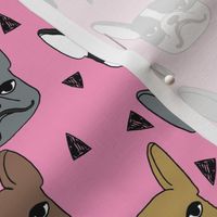 frenchie // french bulldog dog dog breed fabric frenchie fabric french bulldog fabric cute dog pink
