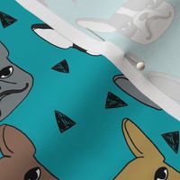 frenchie // french bulldog dog breed fabric frenchie fabric dogs dog fabric turquoise teal