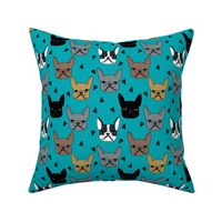 frenchie // french bulldog dog breed fabric frenchie fabric dogs dog fabric turquoise teal