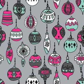 christmas ornaments // christmas holiday xmas holiday vintage hand-drawn illustration christmas ornaments