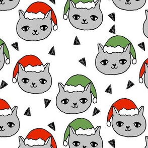 christmas cat // christmas cats red and green cute christmas fabric, andrea lauren, andrea lauren fabric