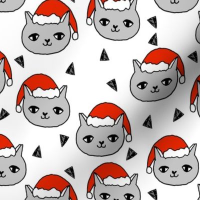christmas cat // cats christmas fabric, red santa hat, christmas, xmas, holiday, holiday fabric, cute christmas, andrea lauren