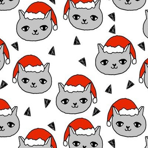 christmas cat // cats christmas fabric, red santa hat, christmas, xmas, holiday, holiday fabric, cute christmas, andrea lauren