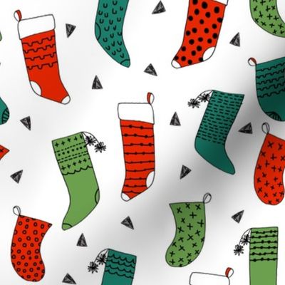 stockings // red and green christmas stocking, christmas print, christmas fabric, sweet christmas design by andrea lauren