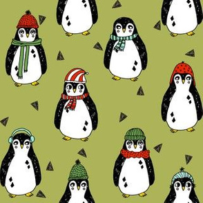 penguin // penguins pingu xmas holiday christmas fabric cute winter penguins 