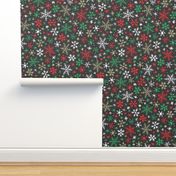 Snowfall (Dark Red and Green)