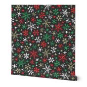 Snowfall (Dark Red and Green)