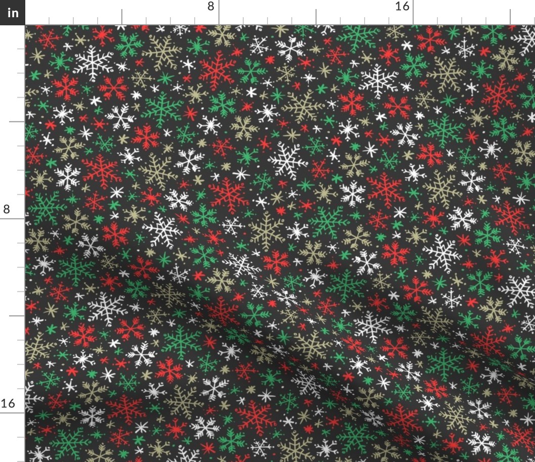 Snowfall (Dark Red and Green)