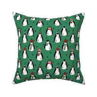 christmas penguins // penguin winter red and green penguin fabric winter penguins fabric 