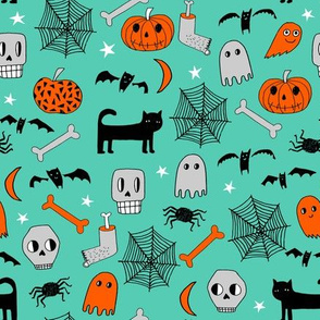 halloween // spider web cat spooky cary kids hand-drawn illustration andrea lauren