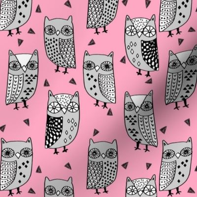 owl // owls fabric owl design owl pink and grey owls illustration andrea lauren andrea lauren fabric
