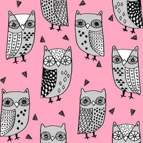 owl // owls fabric owl design owl pink and grey owls illustration andrea lauren andrea lauren fabric
