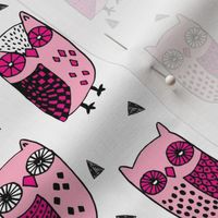 owl // owls pink bird birds handdrawn fabric illustration andrea lauren fabric