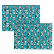 owls // owl turquoise teal and grey owl fabric owl birds bird design fabric illustration andrea lauren fabric andrea lauren design