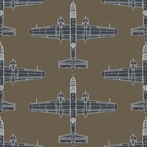 B-25 Mitchell Sea Blue on Olive Drab - Large