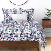 Block Print Geometric - White/multi