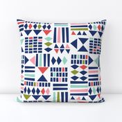 Block Print Geometric - White/multi