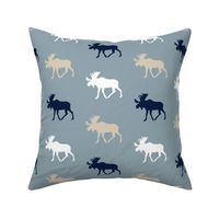 multi moose on blue || the rustic woods collection