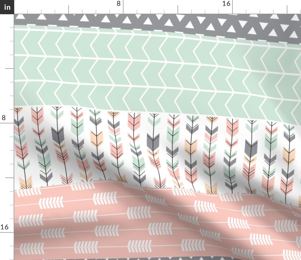 pink/grey/mint wholecloth arrows V2 